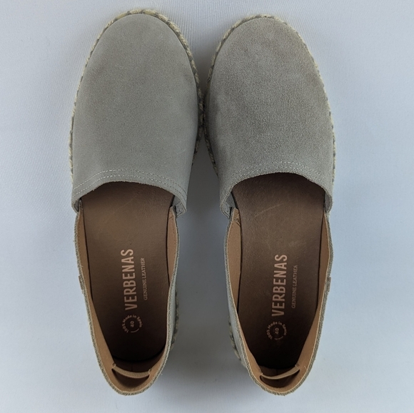 Verbenas Espadrilles Carmen Suede Leather Closed Toe Stone EU40 US 9 NWOB - Picture 9 of 16